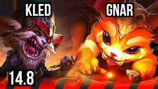 KLED vs GNAR (TOP) | Rank 4 Kled, 6 solo kills, 9/2/7 | KR Grandmaster | 14.8