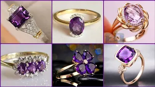 Designers Classy & Stylish Purple Amethyst Stone Rings Collection in gold