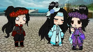 el dia en que wei wuxian se encontro con lan wanjii y jian cheng 💙/💜/❤️ xD