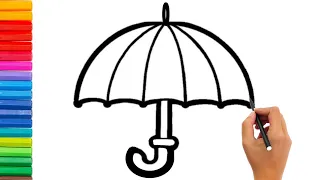 How to draw cute and easy  Umbrella ☔ | Easy drawing, Painting and Coloring  umbrella for Children👶