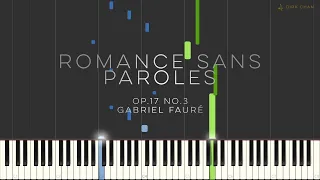 Faure Romance Sans Paroles Op.17 No.3 Synthesia Tutorial Piano in A Flat Major 3 Songs Without Words