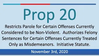 California Proposition 20 (2020)- Criminal Justice Reforms