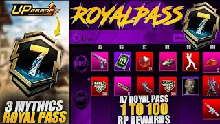 A7 Royal Pass 1 To 100 Rp Full Rewards | A7 Mythic Outfit | Upgradeable Gun Skin 50 Rp In | PUBGM
