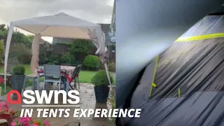 Videos show tents and gazebos being battered in the UK as people went CAMPING in Storm Evert | SWNS