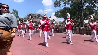 Disneys Marching Band from Frontierland playing Frozen Let it Go and a Tianas Bayou Adventure update