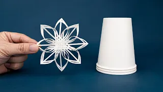 3D Snowflake from paper cup | How to make Snowflakes out of paper | DIY Christmas Decoration