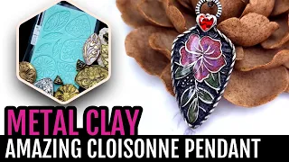 Metal Clay Silver: Unique Pendant with Enamel Effect "Amazing Flower🌺 ". How to make real jewelry.