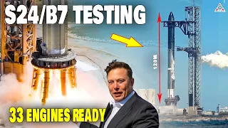 SpaceX Starship 120m rocket full Stacked Testing, 33 Engines Firing!