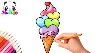 Как нарисовать МОРОЖЕНОЕ рожок в стаканчике | Рисунок мороженого | How to draw an Ice cream cone