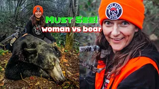 WOMAN Hunter makes UnREAL SHOT on Bear!!! [CrossBow-Manitoba 2022]