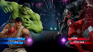 HULK & Ryu Vs Venom & SpiderMan [Very Hard]AI Marvel Capcom infinite