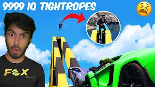 9999 IQ Impossible Tightropes 😫 | Gta 5 Stunt Races - Black FOX