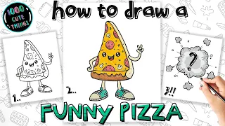 HOW to DRAW PIZZA (cartoon style pizza slice).