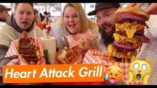 Heart Attack Grill Las Vegas MUKBANG! (Someone gets punished for not finishing their food LOL)