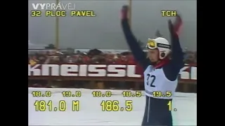 Pavel Ploc - 181.0 m WORLD RECORD - Harrachov 1983 (with replays)