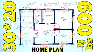 30 x 20 Home Plan | 30 x 20 Building Plan | 600 sq ft Duplex House Plans | 30 x 20 House Plans