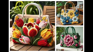 Flower bag  knitted with wool (share ideas) #knitted #crochet #design #bag