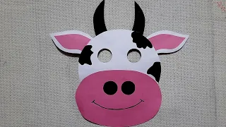 Cow face mask || animal mask || cow mask || school craft || how to make cow mask || diy craft ||