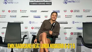 Emma Raducanu Stuttgart Press Conference after Linda Noskova win: Winning 6-0 didn't surprise me