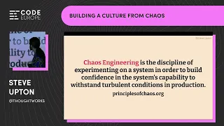 "Building a culture from chaos" by Steve Upton (@thoughtworks) at Code Europe 2022 in Warsaw