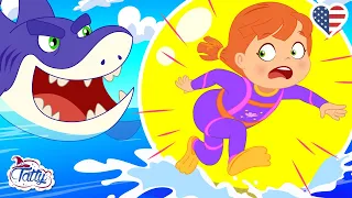 A Day on the Beach: Tatty and Misifu’s Shark Encounter 🦈 Cartoons for Kids