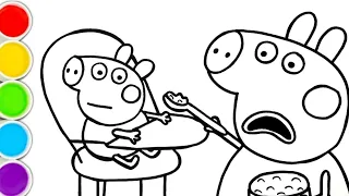 Coloring Pages for Kids Drawing ~ Mummy peppa feeding baby alaxander Drawing Painting colouring