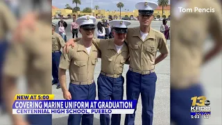 Marines plan to skip D60 graduation after district says uniforms must be covered by cap and ...