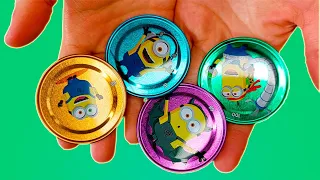 🤯 MINIONS Metal Caps 😱 Yummy opening Croissants with Chocolate cream & paste 😋 #candy #ASMR #toys