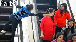 Pulling Strangers Cheeks On Escalator #Prank #PullingCheek #Allahabad #india #Bestprank #Sumit