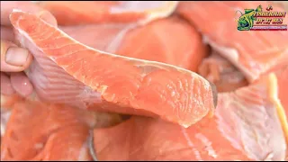 Lightly salted salmon, chum salmon, dry-salted pink salmon, pieces in oil, recipe from Fisherman