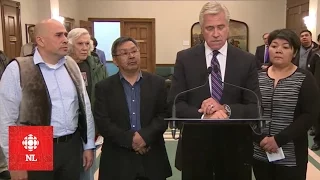 Dwight Ball and Labrador leaders scrum after Muskrat Falls meeting
