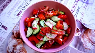 Delicious summer salad with fresh vegetables
