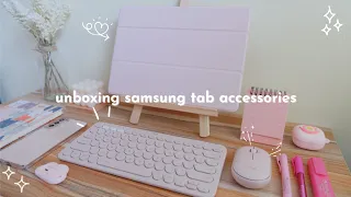 unboxing new samsung galaxy tab accessories 2022 📦 wireless logitech keyboard and pebble mouse ⌨️🖱