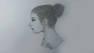 How to draw a beautiful girl side face easy step by step | Beautiful girl drawing | Ripa Rat Gallery