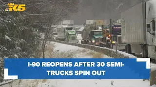 I-90 reopens after 30 semis spin out