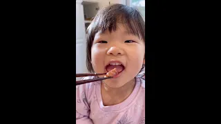 Mom inspires toddler to try octopus for the very first time! #shorts