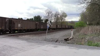 NS westbound coal train at River Road, Port Royal, PA 4-25-20