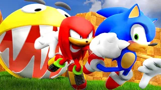 Sonic Pacman and Knuckles into the multiverse