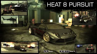 Heat level 8 police chase gameplay with a custom Lamborghini Murcielago | NFSMW REDUX