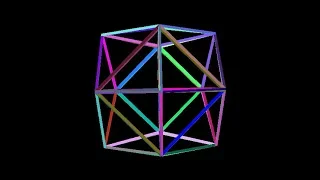 24-cell-multicolor. Rotation in four-dimensional space. 4D. Fourth dimension. Hyperspace.