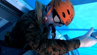 Marines Conduct Underwater Egress Training To Escape From Submerged Helicopter, Camp Hansen, Okinawa