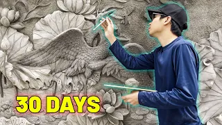 Amazing ! Spend 30 days making a relief painting using cement and sand