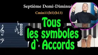 Connaitre tous les Symboles d`accords piano jazz pour accompagner une mélodie (Tuto, Cours de piano)