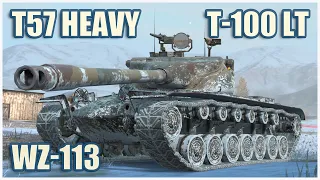 WZ-113, T-100 LT & T57 Heavy Tank • WoT Blitz Gameplay