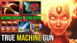 True Carry Mid Machine Gun Lina Crazy Max Range Attack & 100% Unkillable Super Fire Queen Dota 2