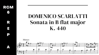 Scarlatti: Sonata in B flat major, K. 440 (RCM Level 6 Repertoire List A) with sheet music / score