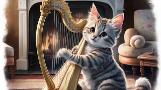 【Relaxing Harp】Good night  #cat #relax #harp #music