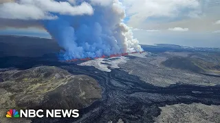 Icelandic volcano erupts again spewing lava 150 feet into the air