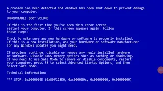 Windows xp error blue screen