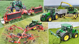 150ha Grünroggen mähen, schwaden, häckseln, und verdichten mit John Deere und Kuhn Technik